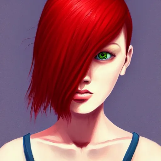 Image similar to a portrait of red hair gir, art by sam does art, highly detailed, digital painting, concept art, sharp focus, illustration, trending on artstaion