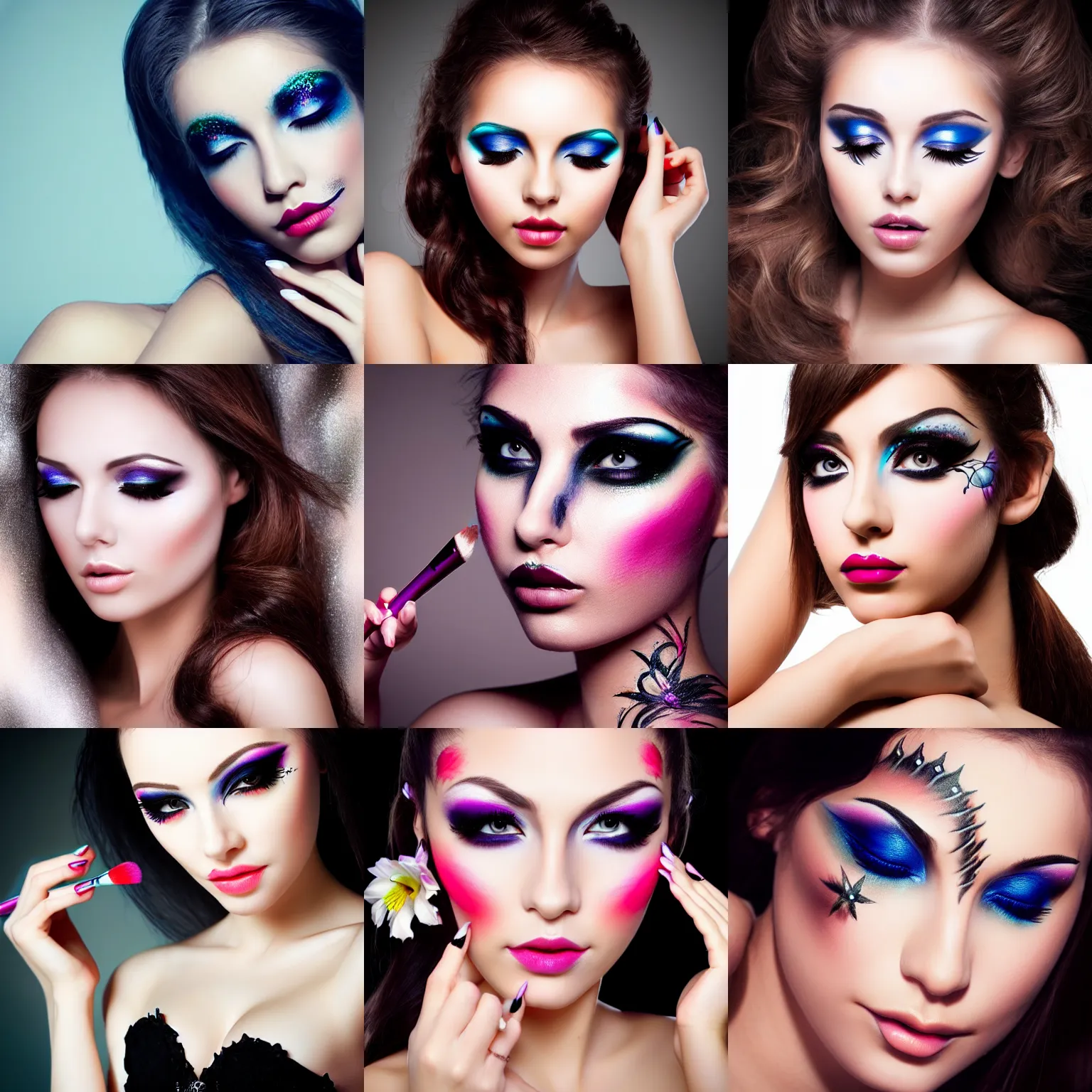 Prompt: fantasy very beautiful woman face body - art make - up. professional detailed close - up photo 1 7 mm focus and bokeh