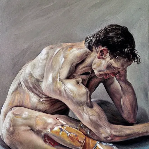 Image similar to high quality high detail painting by lucian freud and jenny saville, hd, ballet, turquoise