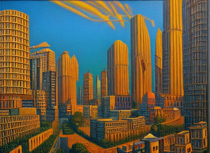 Image similar to a stone age cityscape by vladimir tretchikoff