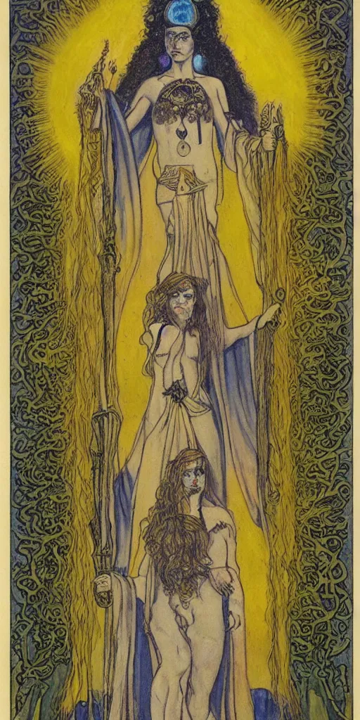 Prompt: the high priestess tarot card by austin osman spare