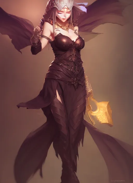 Prompt: dark sorceress,, wide angle view, fullbody view, highly detailed, qichao wang, artgerm, cushart krenz, zeronis, trending on artstation, soft light, sharp edges, illustration, character design, concept art