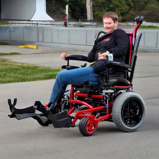 Image similar to nitrous boosted turbo charged wheelchair rocket, high resolution photo