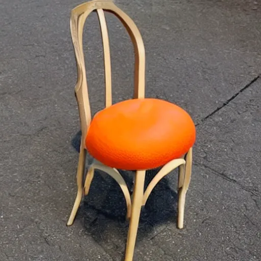 Prompt: a chair in the shape of an orange.