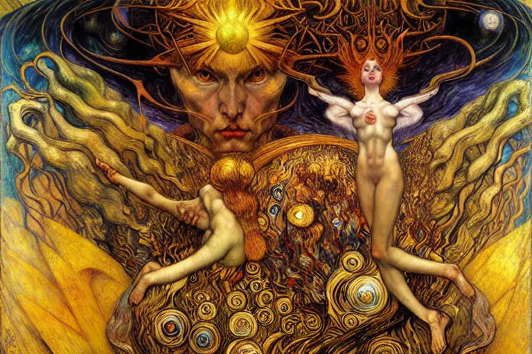 Image similar to Divine Chaos Engine by Karol Bak, Jean Delville, William Blake, Gustav Klimt, and Vincent Van Gogh, symbolist, visionary