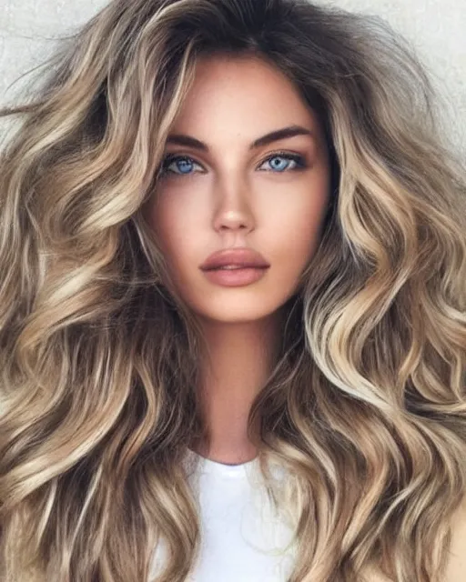 Image similar to beautiful woman, wavy blonde hair