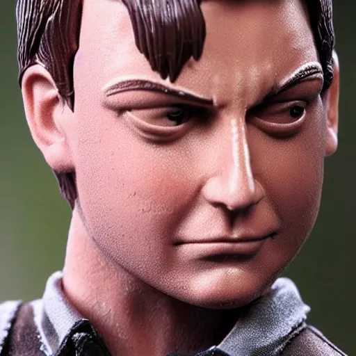 Prompt: tobey maguire action figure with ripped muscles, gross, wet, disgusting, no one wants this