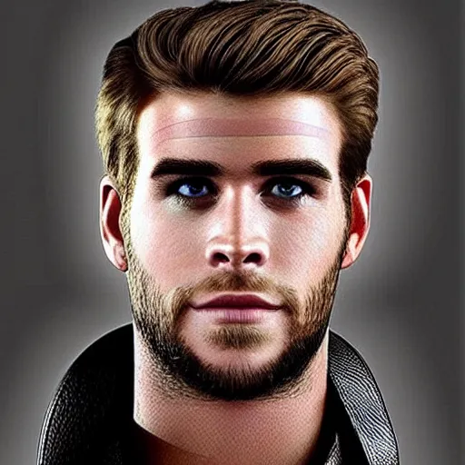 Image similar to “a realistic detailed photo of a guy who is an attractive humanoid who is half robot and half humanoid, who is a male android, Liam Hemsworth, shiny skin, posing like a statue, blank stare”