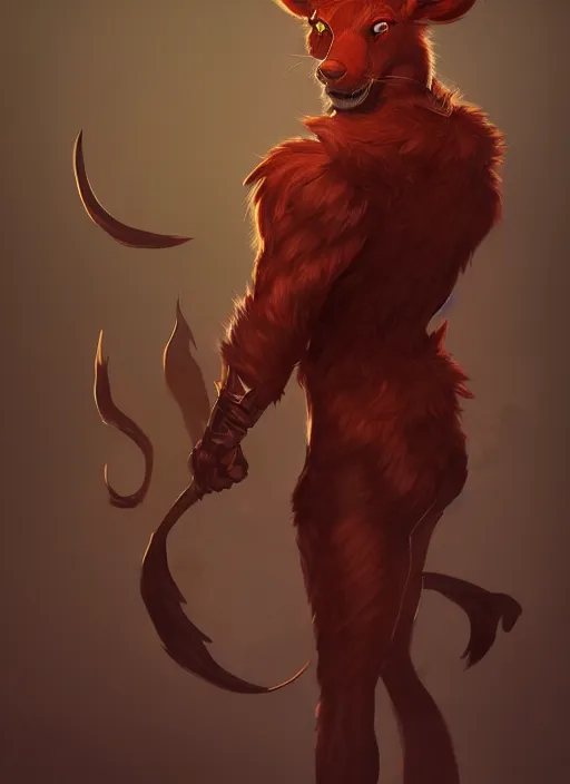 Prompt: a highly detailed illustration of attractive young red haired man with red animal ears wearing brown suit, dramatic pose, intricate, elegant, highly detailed, centered, digital painting, artstation, concept art, smooth, sharp focus, league of legends concept art, wlop