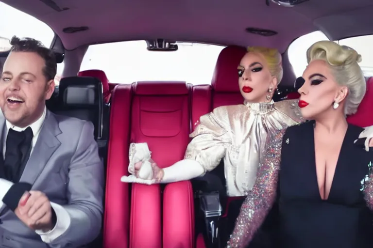 Image similar to lady gaga and judy garland in carpool karaoke, lady gaga, judy garland, red weapon 8 k s 3 5, cooke anamorphic / i lenses, highly detailed, cinematic lighting