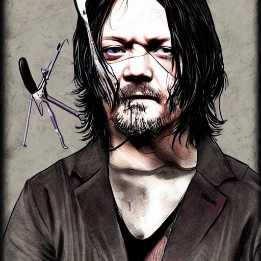 Prompt: norman reedus in the style of chiara bautista