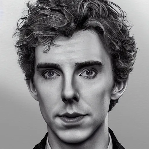 Prompt: portrait of a hybrid of benedict cumberbatch and freddie highmore and timothee chalamet and young peter capaldi, photo realistic, highly detailed, perfect face