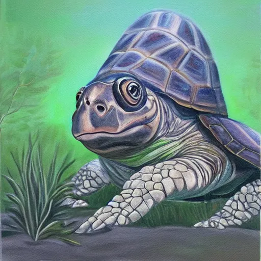 Prompt: oil canvas portrait of mitch mcconnell as a turtle, painted by martha greta kempton