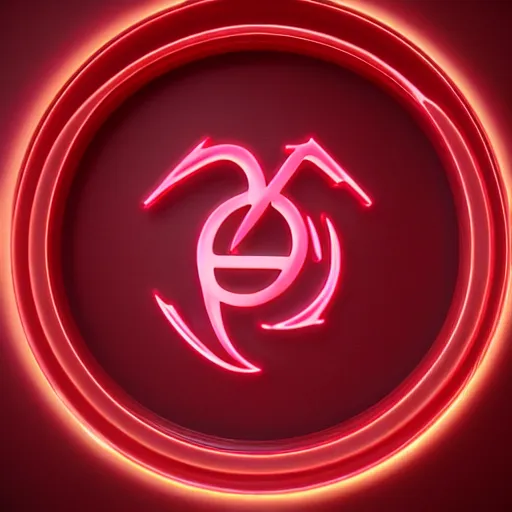 Image similar to a red and pink logo with a fire symbol on it, a computer rendering by baioken eishun, polycount, superflat, 3 d, ue 5, 3 2 k uhd