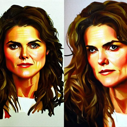 Prompt: of keri russell painted in the style of lucien freud