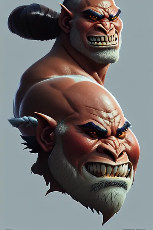 Image similar to orc barbarian male, finely detailed perfect face, exquisite details, earth magic, mid view, design on a white background, by studio muti, greg rutkowski makoto shinkai takashi takeuchi studio ghibli