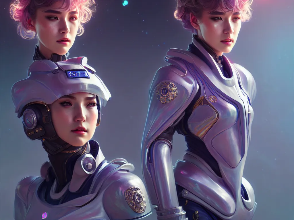 Prompt: portrait futuristic mercury police uniform female, at future neon light rooftop, ssci - fi and fantasy, intricate and very very beautiful and elegant, highly detailed, digital painting, artstation, concept art, smooth and sharp focus, illustration, art by tan zi and ayanamikodon and alphonse mucha and wlop