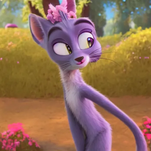 Image similar to princes jasmin, far shot, anthropomorphic cat, in the style of zootopia, highly detailed, far shot