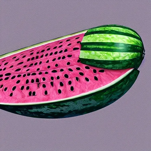 Prompt: Very highly detailed sci-fi Watermelon space ship. Realistic Concept digital art, epic dimensional light