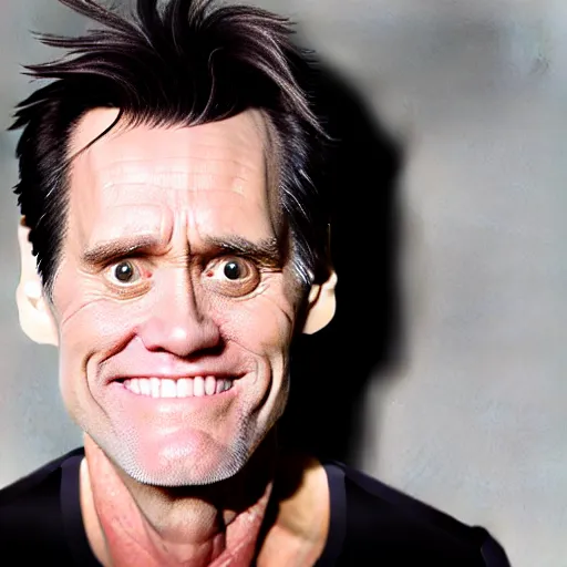 Image similar to a portrait of jim carrey wearing mechanical implants on the face