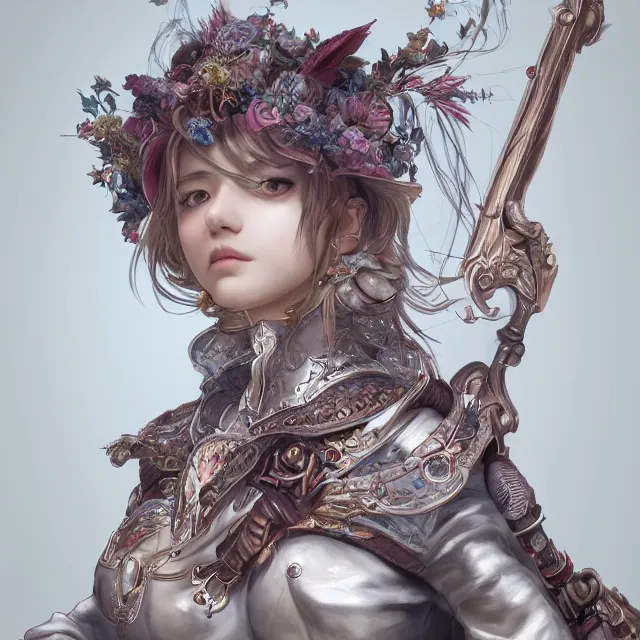 Image similar to studio portrait of neutral good colorful female cleric bard healer as absurdly beautiful, elegant, young skinny gravure idol, ultrafine photorealistic detailed face illustration by kim jung gi, irakli nadar, intricate linework, sharp focus, bright colors, matte, octopath traveler, final fantasy, unreal engine highly rendered, global illumination, radiant light, intricate environment