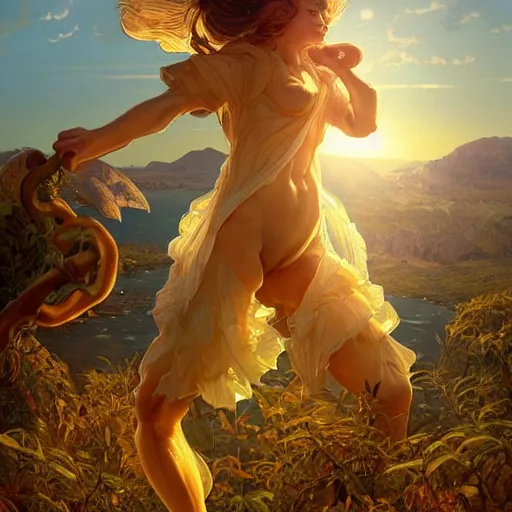 Image similar to clear portrait of bacteria, adorable appearance!!!, golden hour, happy apearance, cottagecore!!, background hyper detailed, character concept, full body, dynamic pose, intricate, elegant, highly detailed, digital painting, artstation, concept art, smooth, sharp focus, illustration, art by artgerm and greg rutkowski and alphonse mucha