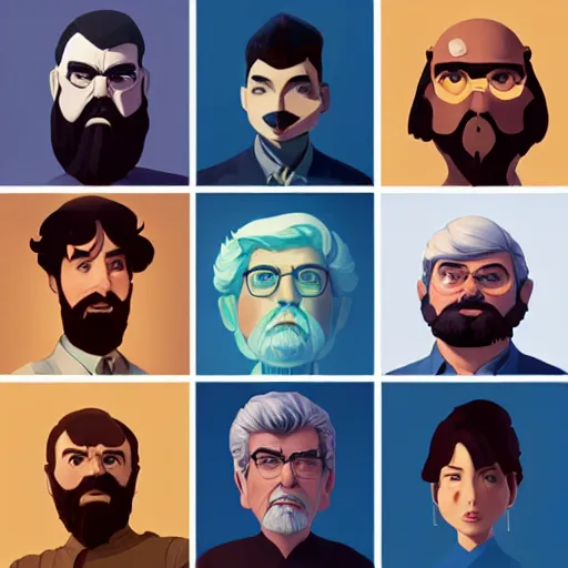 Image similar to face icon stylized minimalist george lucas, loftis, cory behance hd by jesper ejsing, by rhads, makoto shinkai and lois van baarle, ilya kuvshinov, rossdraws global illumination