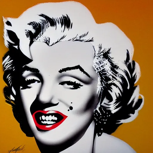 Prompt: a mixed media painting of Marilyn Monroe