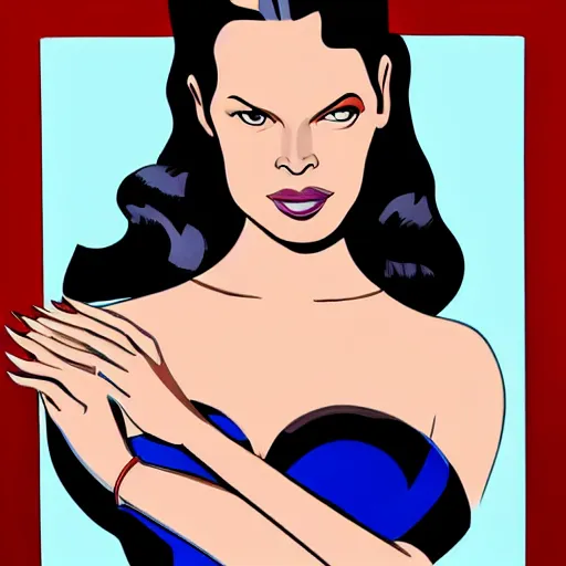 Prompt: a painting of Rebecca Ferguson by Bruce Timm, digital art