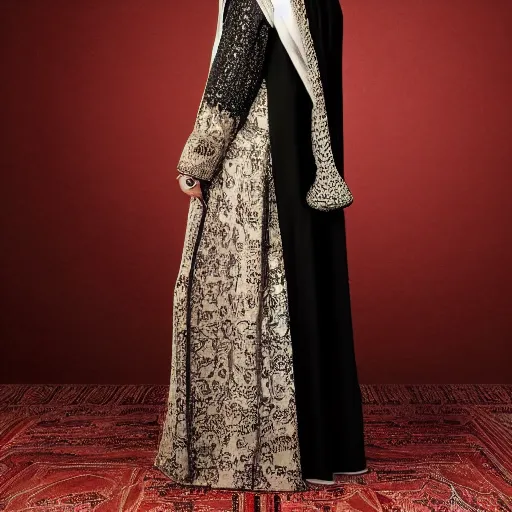 Image similar to A full body portrait of Emma Stone wearing a Black Arabian abaya , high quality, fully detailed, 4k