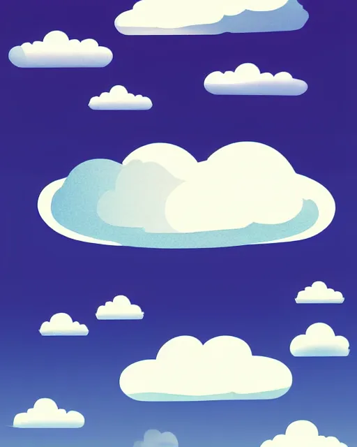 Prompt: realistic clouds illustration, vector art, midday, digital art, trending on artstation, gradient colors, fisheye perspective