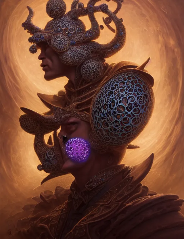 Image similar to front shot of a court jester character, hyperdimensional, bioluminescent hypercubes, ((intricate)), elegant, highly detailed, centered, (((artstation, concept art, smooth, sharp focus, artgerm, Tomasz Alen Kopera, Peter Mohrbacher, donato giancola, Joseph Christian Leyendecker, WLOP, Boris Vallejo))), mugshot!!!!!, ugly!!!!!!, octane render, nvidia raytracing demo, grainy, muted, 8K, digitalblasphemy