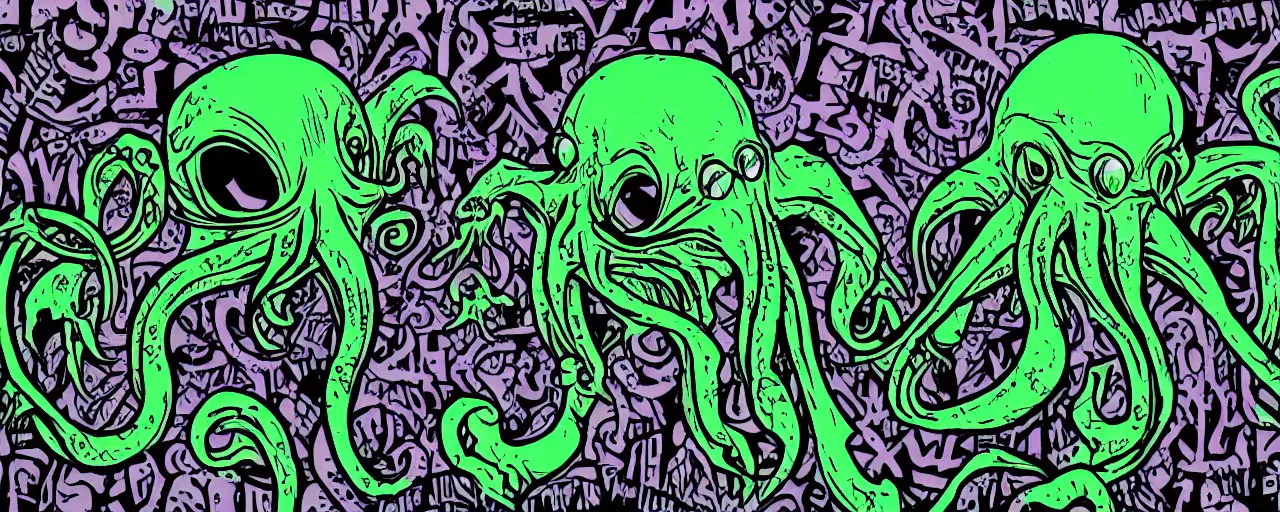 Prompt: metro graphitti, Cthulhu