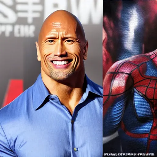 Image similar to Dwayne Johnson as Spiderman