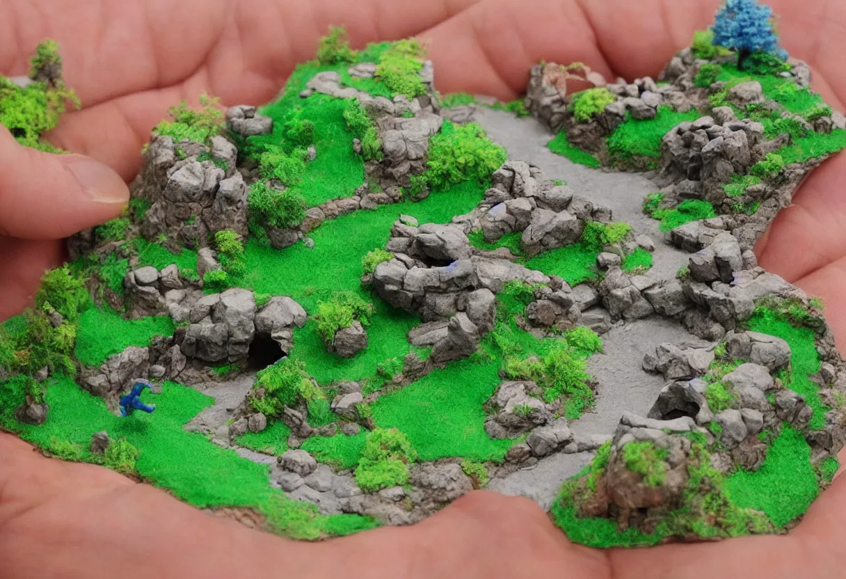 Prompt: claymation landscape, miniature stop motion