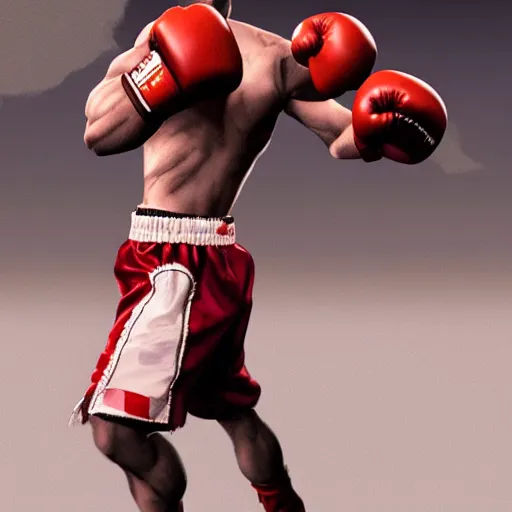 Image similar to demon boxing hero , short hair,worn pants,boxing glove made by Yusuke Murata,Tomohiro Shimoguchi, ArtStation, manga style,centered,highly detailed face,CGSociety