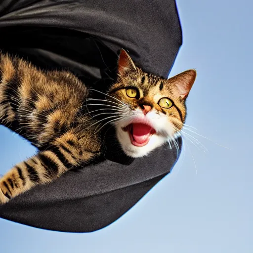 Prompt: a cat on a parachute