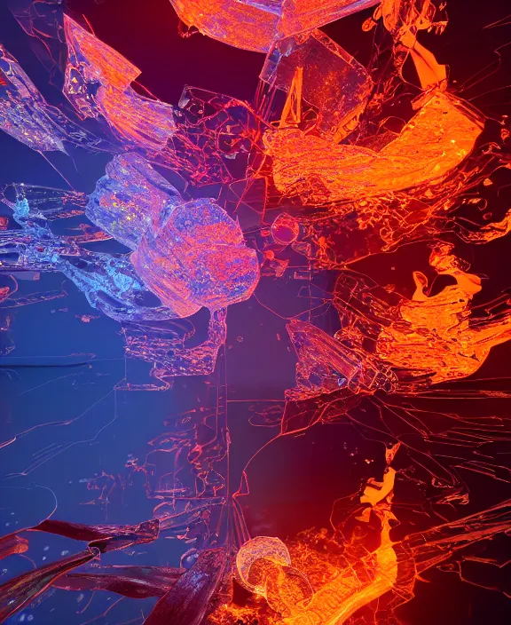 Prompt: simplicity, intricate transparent clear see - through image of fire, metallic environment, colorful, psychedelic, ultra realistic, concept art, modern art, photorealistic, octane render, 8 k, unreal engine. art by nori inoguchi and sam kaplan and zachary goulko and christopher marley