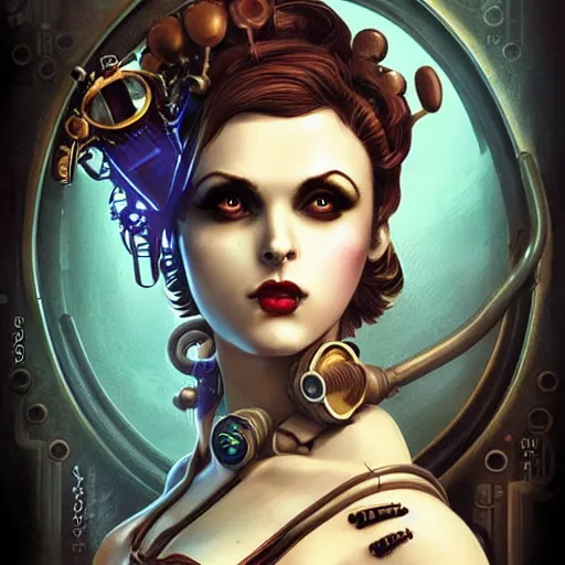Image similar to lofi underwater bioshock biopunk steampunk portrait, wearing corset, Pixar style, by Tristan Eaton Stanley Artgerm and Tom Bagshaw.