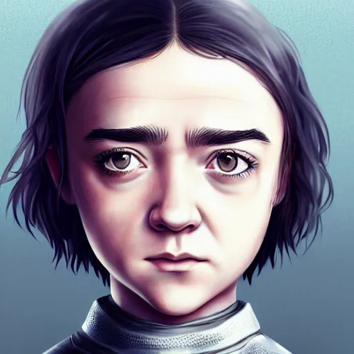 Prompt: maisie williams as arya stark by ross tran