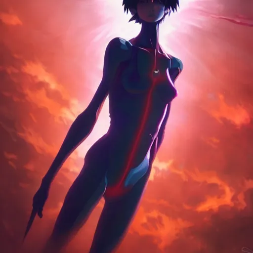 Image similar to The End of Evangelion, by Cedric Peyravernay, highly detailed, excellent composition, cinematic concept art, dramatic lighting, trending on ArtStation