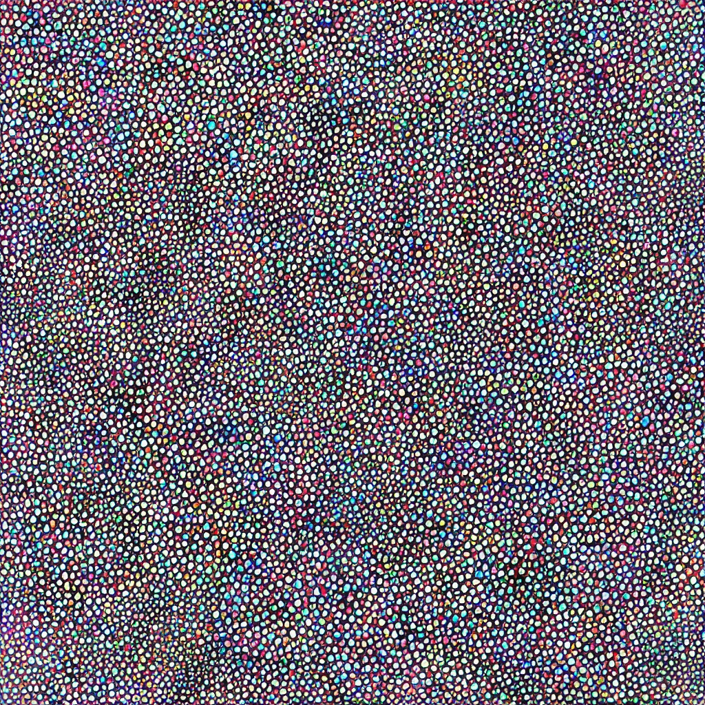 Prompt: camouflage made of hearts, smiling, abstract, rei kawakubo artwork, style of takashi murakami, cryptic, dots, stipple, lines, splotch, color tearing, pitch bending, color splotches, dark, ominous, eerie, minimal, points, technical, old painting