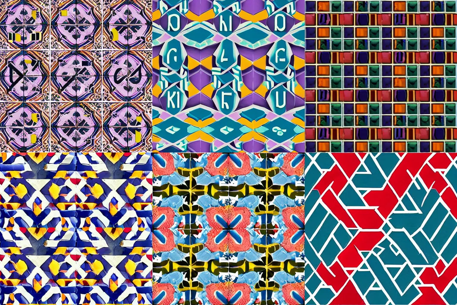 Prompt: Pattern of letters A V X, modern, colorfull, tiles, sameless