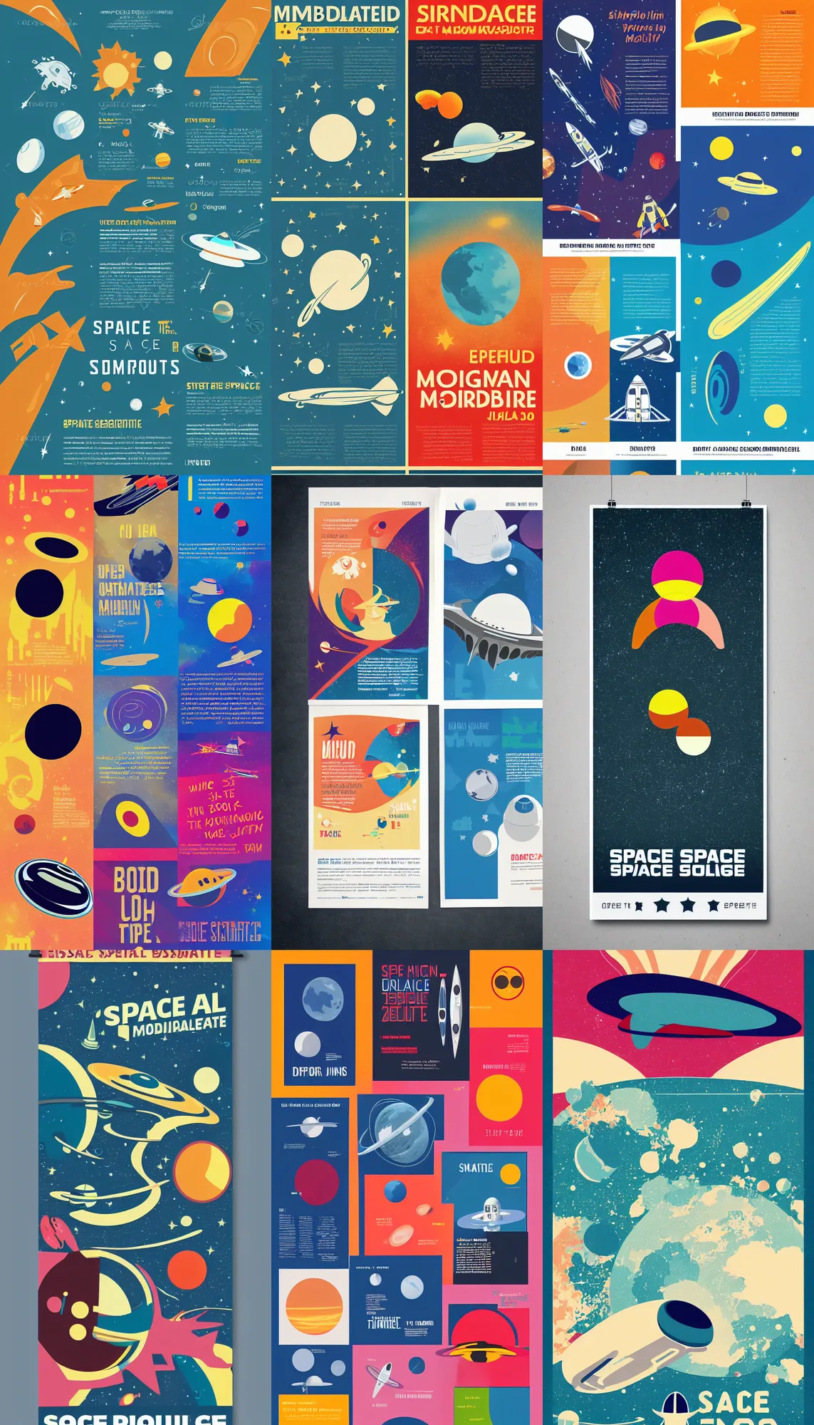 Prompt: simplified graphic design poster for space tourism, modernism, bold colors