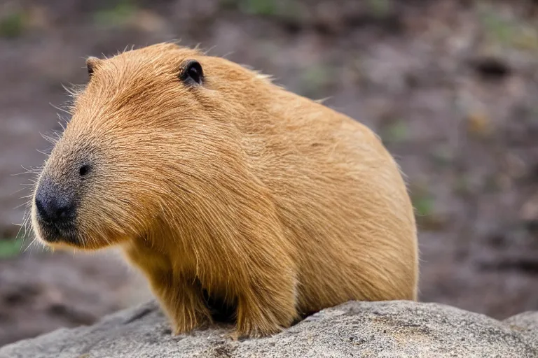Image similar to a goldendoodle capybara!!! hybrid! hyper realistic!! realistic lighting!! wildlife photographer of the year!!! bold natural colors, national geographic, hd, wide angle, 8 k