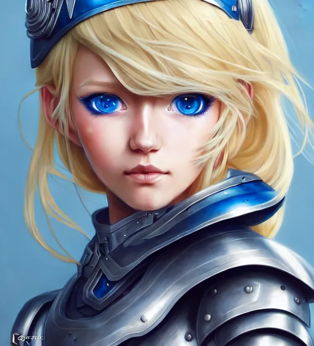 Prompt: character concept art of a cute german woman with blond hair and blue eyes, wearing plastic armor. lovely - fine - face, pretty face, key visual, realistic shaded perfect face, fine details by stanley artgerm lau, wlop, rossdraws, james jean, andrei riabovitchev, marc simonetti, sakimichan, trending on artstation