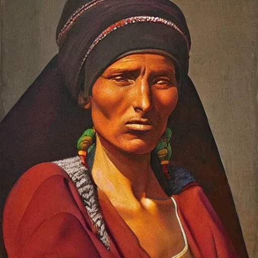 Prompt: oil painting portrait of a berber woman by Michelangelo