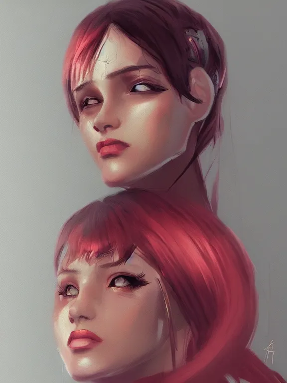 Prompt: portrait android girl with the style of Pascal Blanché, trending on artstation, HD, 4k, 8k