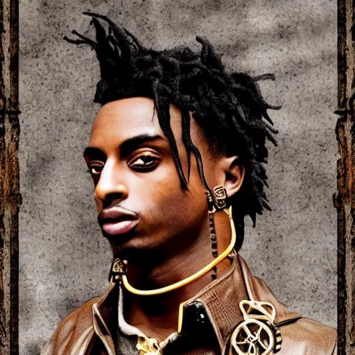 Image similar to playboi carti in steampunk style digital art 4 k the detailed super realistic