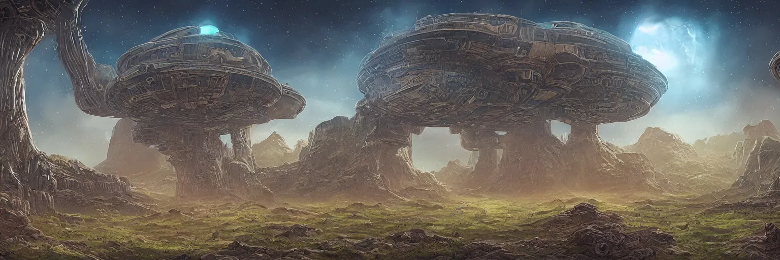 Image similar to an ultra detailed retro sci-fi alien fantasy landscape